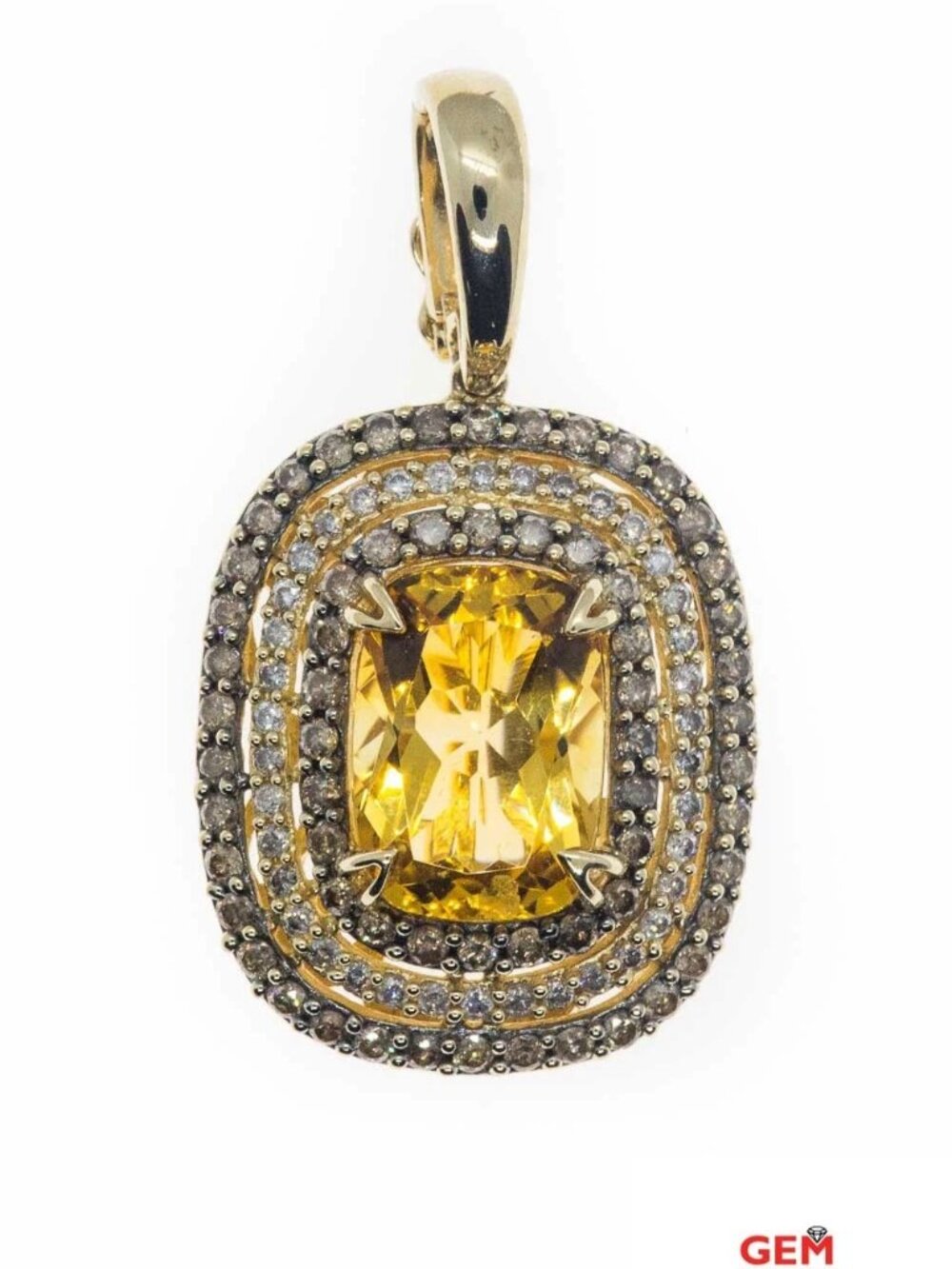 Effy Gold Citrine & Diamond Halo Accent Charm 14K 585 Yellow Gold Pendant